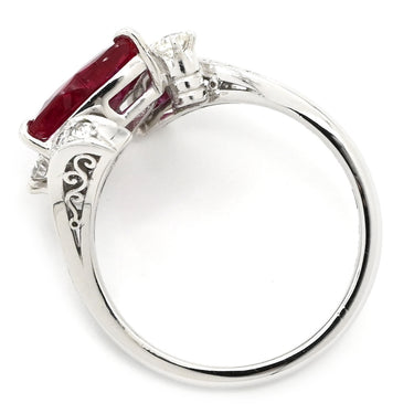 ノンブランド NON BRAND ルビー ダイヤ ピンクレッド×プラチナシルバー Pt ルビー ダイヤモンド リング 指輪 赤 ピンク プラチナム ハートモチーフ ファセットカット 11.5号