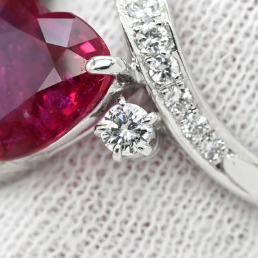 ノンブランド NON BRAND ルビー ダイヤ ピンクレッド×プラチナシルバー Pt ルビー ダイヤモンド リング 指輪 赤 ピンク プラチナム ハートモチーフ ファセットカット 11.5号