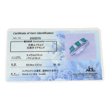 ノンブランド NON BRAND エメラルド0.54ct ダイヤモンド プラチナシルバー Pt900 エメラルド ダイヤモンド リング 指輪 グリーン 緑 Pm900 エメラルドカット バケットカット 11.5号