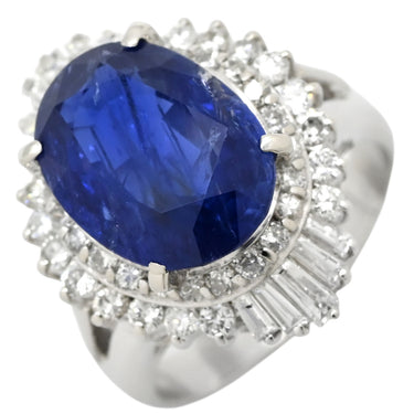 ノンブランド NON BRAND ブルーサファイア ダイヤリング プラチナシルバー Pt900 サファイア ダイヤモンド リング 指輪 ロイヤルブルー 青 13号