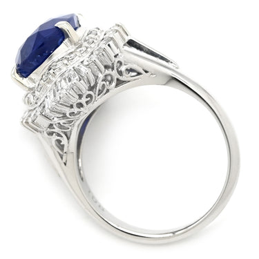 ノンブランド NON BRAND ブルーサファイア ダイヤリング プラチナシルバー Pt900 サファイア ダイヤモンド リング 指輪 ロイヤルブルー 青 13号