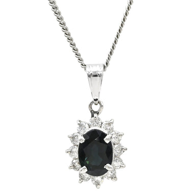 ノンブランド NON BRAND サファイア ダイヤモンド プラチナシルバー Pt850 サファイア ダイヤモンド ネックレス Pt850 ドロップ ペンダント ダイヤ 青 オーバル ブルーサファイア