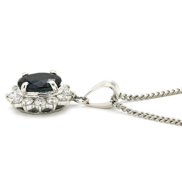 ノンブランド NON BRAND サファイア ダイヤモンド プラチナシルバー Pt850 サファイア ダイヤモンド ネックレス Pt850 ドロップ ペンダント ダイヤ 青 オーバル ブルーサファイア