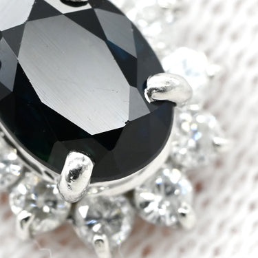 ノンブランド NON BRAND サファイア ダイヤモンド プラチナシルバー Pt850 サファイア ダイヤモンド ネックレス Pt850 ドロップ ペンダント ダイヤ 青 オーバル ブルーサファイア