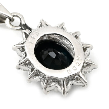 ノンブランド NON BRAND サファイア ダイヤモンド プラチナシルバー Pt850 サファイア ダイヤモンド ネックレス Pt850 ドロップ ペンダント ダイヤ 青 オーバル ブルーサファイア