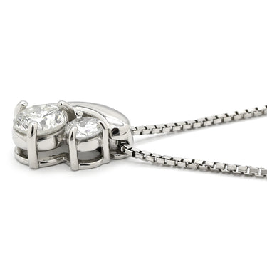 ノンブランド NON BRAND ダイヤモンド 1.00ct ペンダント プラチナシルバー Pt850 ダイヤモンド ネックレス 2P 2石 2粒 プラチナム ツインダイヤ ペンダント