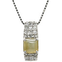 ノンブランド NON BRAND キャッツアイ ペンダント プラチナシルバー Pt900 クリソベリルキャッツアイ ダイヤモンド Pt850(チェーン) ネックレス ダイヤ クリソベリルキャッツアイ プラチナム Pt900×Pt850