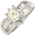 ノンブランド NON BRAND ダイヤ リング プラチナシルバー Pt900 ダイヤモンド リング 指輪 プラチナム プリンセスカット バゲットカット 天然ストーン 23号