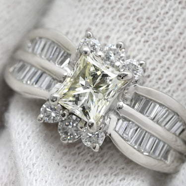 ノンブランド NON BRAND ダイヤ リング プラチナシルバー Pt900 ダイヤモンド リング 指輪 プラチナム プリンセスカット バゲットカット 天然ストーン 23号