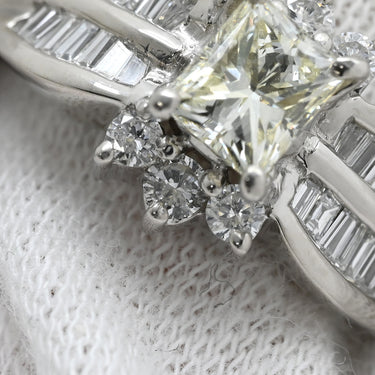 ノンブランド NON BRAND ダイヤ リング プラチナシルバー Pt900 ダイヤモンド リング 指輪 プラチナム プリンセスカット バゲットカット 天然ストーン 23号