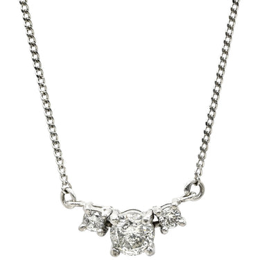 ノンブランド NON BRAND ダイヤ ペンダント プラチナシルバー Pt900 ダイヤモンド Pt850(チェーン) ネックレス プラチナム 3P 3石 3粒 ラインストーン トリロジー