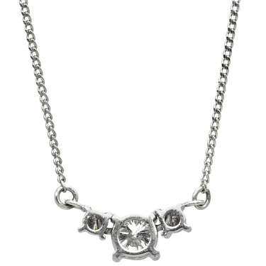 ノンブランド NON BRAND ダイヤ ペンダント プラチナシルバー Pt900 ダイヤモンド Pt850(チェーン) ネックレス プラチナム 3P 3石 3粒 ラインストーン トリロジー