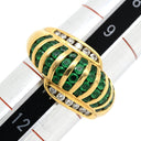 ノンブランド NON BRAND エメラルド 0.72ct ダイヤモンド リング イエローゴールド K18YG エメラルド ダイヤモンド リング 指輪 グリーン 緑 ラウンドミックスカット デザインリング AU750 18金 10号