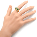 ノンブランド NON BRAND エメラルド 0.72ct ダイヤモンド リング イエローゴールド K18YG エメラルド ダイヤモンド リング 指輪 グリーン 緑 ラウンドミックスカット デザインリング AU750 18金 10号