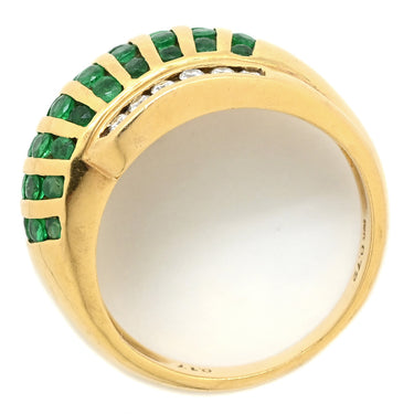 ノンブランド NON BRAND エメラルド 0.72ct ダイヤモンド リング イエローゴールド K18YG エメラルド ダイヤモンド リング 指輪 グリーン 緑 ラウンドミックスカット デザインリング AU750 18金 10号