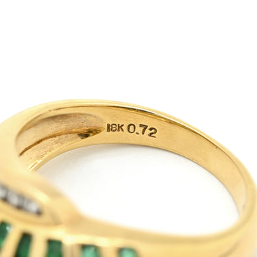 ノンブランド NON BRAND エメラルド 0.72ct ダイヤモンド リング イエローゴールド K18YG エメラルド ダイヤモンド リング 指輪 グリーン 緑 ラウンドミックスカット デザインリング AU750 18金 10号