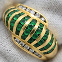 ノンブランド NON BRAND エメラルド 0.72ct ダイヤモンド リング イエローゴールド K18YG エメラルド ダイヤモンド リング 指輪 グリーン 緑 ラウンドミックスカット デザインリング AU750 18金 10号