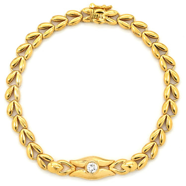 ノンブランド NON BRAND イエローゴールド K18YG ダイヤモンド ブレスレット ダイヤ K18YG Au750 18K 18金 1P 1粒 リーフデザイン