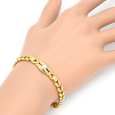 ノンブランド NON BRAND イエローゴールド K18YG ダイヤモンド ブレスレット ダイヤ K18YG Au750 18K 18金 1P 1粒 リーフデザイン