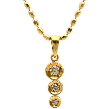 ノンブランド NON BRAND ダイヤペンダント イエローゴールド K18YG ダイヤモンド ネックレス 18K 3P 3石 3粒 スリーストーン 3連 ダイヤモンド 0.15ct