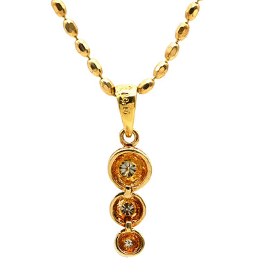 ノンブランド NON BRAND ダイヤペンダント イエローゴールド K18YG ダイヤモンド ネックレス 18K 3P 3石 3粒 スリーストーン 3連 ダイヤモンド 0.15ct
