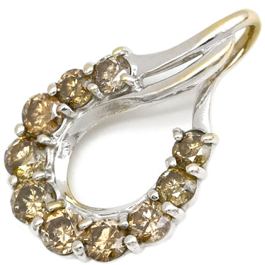 ノンブランド NON BRAND ホワイトゴールド K18WG ダイヤモンド ペンダントトップ Au750 18K 18金 ネックレストップ ブラウン ダイヤ 10P 10粒 ドロップ しずく 1.0ct