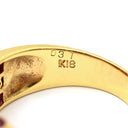 ノンブランド NON BRAND ルビー ダイヤ レッド×イエローゴールド K18YG ルビー ダイヤモンド リング 指輪 イエローゴールド K18YG Au750 18K 18金 赤 スクエアカット ラインストーン ボリュームデザイン 12.5号