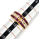 ノンブランド NON BRAND ルビー ダイヤ レッド×イエローゴールド K18YG ルビー ダイヤモンド リング 指輪 イエローゴールド K18YG Au750 18K 18金 赤 スクエアカット ラインストーン ボリュームデザイン 12.5号