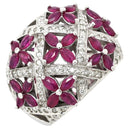 ノンブランド NON BRAND ラティス ダイヤリング ホワイトゴールド K14WG ダイヤモンド ルビー リング 指輪 WG 14K ダイヤモンド ルビー フラワークラスター 16号