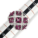 ノンブランド NON BRAND ラティス ダイヤリング ホワイトゴールド K14WG ダイヤモンド ルビー リング 指輪 WG 14K ダイヤモンド ルビー フラワークラスター 16号