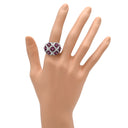 ノンブランド NON BRAND ラティス ダイヤリング ホワイトゴールド K14WG ダイヤモンド ルビー リング 指輪 WG 14K ダイヤモンド ルビー フラワークラスター 16号