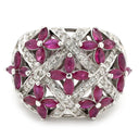 ノンブランド NON BRAND ラティス ダイヤリング ホワイトゴールド K14WG ダイヤモンド ルビー リング 指輪 WG 14K ダイヤモンド ルビー フラワークラスター 16号