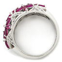 ノンブランド NON BRAND ラティス ダイヤリング ホワイトゴールド K14WG ダイヤモンド ルビー リング 指輪 WG 14K ダイヤモンド ルビー フラワークラスター 16号