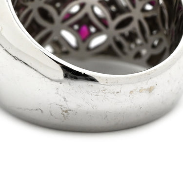 ノンブランド NON BRAND ラティス ダイヤリング ホワイトゴールド K14WG ダイヤモンド ルビー リング 指輪 WG 14K ダイヤモンド ルビー フラワークラスター 16号