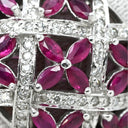 ノンブランド NON BRAND ラティス ダイヤリング ホワイトゴールド K14WG ダイヤモンド ルビー リング 指輪 WG 14K ダイヤモンド ルビー フラワークラスター 16号