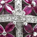 ノンブランド NON BRAND ラティス ダイヤリング ホワイトゴールド K14WG ダイヤモンド ルビー リング 指輪 WG 14K ダイヤモンド ルビー フラワークラスター 16号