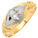 ノンブランド NON BRAND ダイヤリング イエローゴールド×プラチナシルバー K18YG Pt900 ダイヤモンド リング 指輪 Pt900 イエローゴールド プラチナ コンビ 1P 1粒ダイヤ 菱形 ひし型 16号