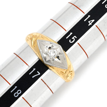 ノンブランド NON BRAND ダイヤリング イエローゴールド×プラチナシルバー K18YG Pt900 ダイヤモンド リング 指輪 Pt900 イエローゴールド プラチナ コンビ 1P 1粒ダイヤ 菱形 ひし型 16号