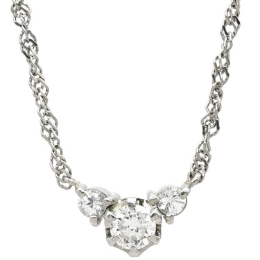 ノンブランド NON BRAND ダイヤ ペンダント プラチナシルバー Pt900 ダイヤモンド Pt850(チェーン) ネックレス プラチナム 3P 3石 3粒 ラインストーン トリロジー