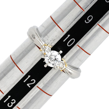 ノンブランド NON BRAND ダイヤリング プラチナシルバー Pt900 K18 ダイヤモンド リング 指輪 3P 3石 3粒 11号