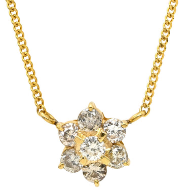 ノンブランド NON BRAND ダイヤペンダント イエローゴールド K18YG ダイヤモンド ネックレス 18K 7P 7石 7粒 ダイヤモンド フラワーモチーフ