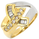 ノンブランド NON BRAND ダイヤ リング イエローゴールド×シルバー K18YG Pt850 ダイヤモンド リング 指輪 Au750 18K 18金 YG×Pt850 コンビ バゲットカット 12号