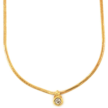 ノンブランド NON BRAND ダイヤペンダント イエローゴールド K18YG ダイヤモンド ネックレス 18K 1P 1石 1粒 ダイヤモンド 0.28ct スネークチェーン