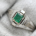 ノンブランド NON BRAND エメラルド リング ホワイトゴールド K14WG エメラルド リング 指輪 グリーン 緑 スクエア バケットミックスカット 1石 11号