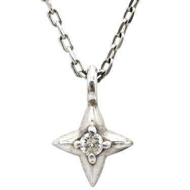 ノンブランド NON BRAND ダイヤ ペンダント ホワイトゴールド K10WG ダイヤモンド ネックレス ホワイトゴールド 1P 1石 1粒 十字星 スターモチーフ ソリテール アズキチェーン