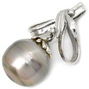 ノンブランド NON BRAND 黒蝶パール 15ｍｍ ダイヤモンド ホワイトゴールド Pt パール ペンダントトップ 真珠 シルバー プラチナ ネックレストップ オフラウンドシェイプ リボン