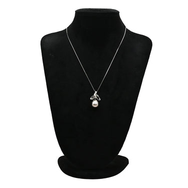 ノンブランド NON BRAND 黒蝶パール 15ｍｍ ダイヤモンド ホワイトゴールド Pt パール ペンダントトップ 真珠 シルバー プラチナ ネックレストップ オフラウンドシェイプ リボン