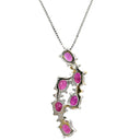 ノンブランド NON BRAND ルビー 0.8ct ダイヤモンド ペンダント ホワイトゴールド K18WG ルビー ダイヤモンド ネックレス 赤 レッド 6石 オーバルミックスカット 4Pダイヤ