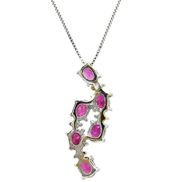 ノンブランド NON BRAND ルビー 0.8ct ダイヤモンド ペンダント ホワイトゴールド K18WG ルビー ダイヤモンド ネックレス 赤 レッド 6石 オーバルミックスカット 4Pダイヤ