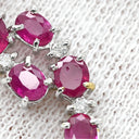 ノンブランド NON BRAND ルビー 0.8ct ダイヤモンド ペンダント ホワイトゴールド K18WG ルビー ダイヤモンド ネックレス 赤 レッド 6石 オーバルミックスカット 4Pダイヤ